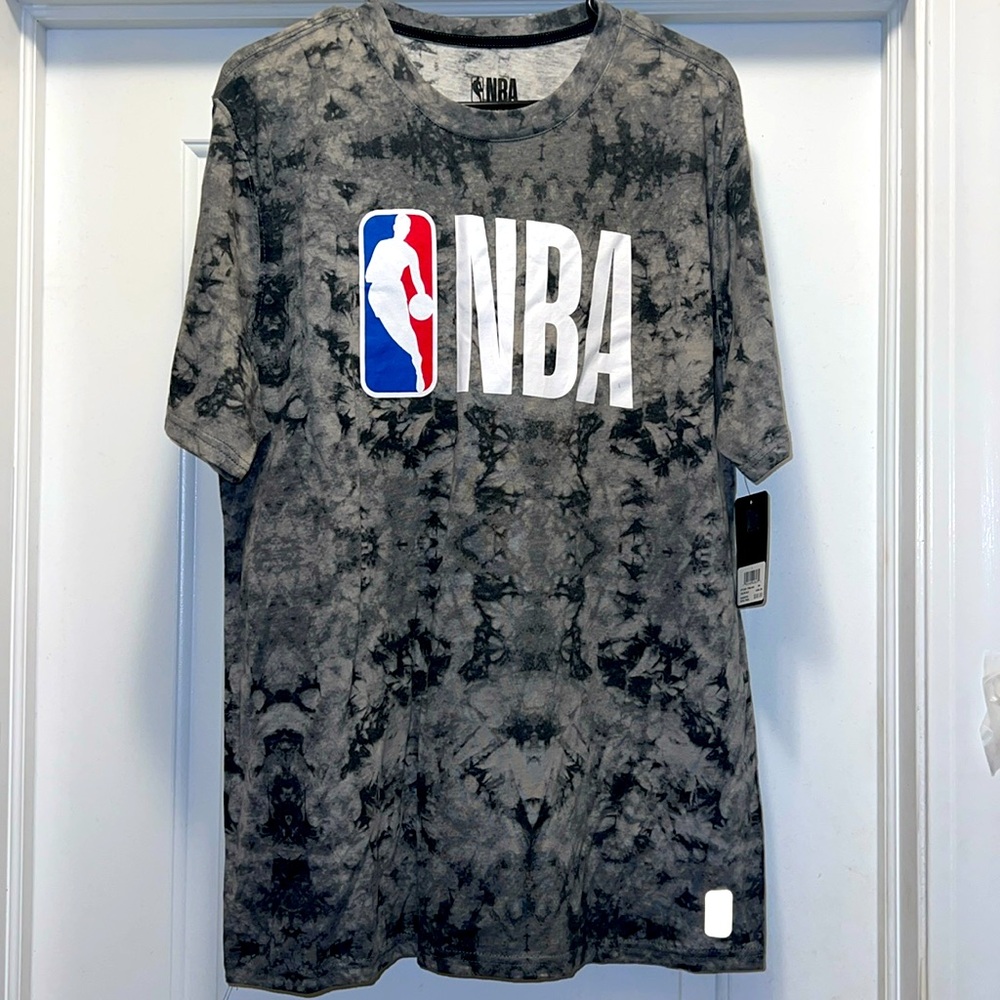 Mens Large Official NBA Grey Marbled Short Sleeve T-shirt